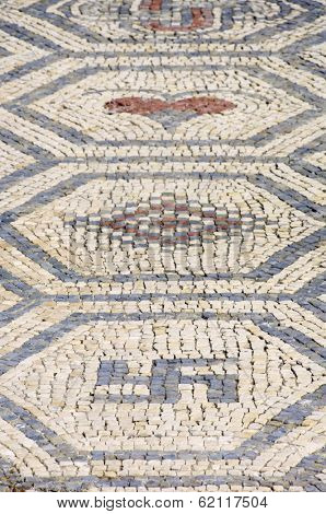 Mosaic in the Roman ruins of Conimbriga, Las Beiras, Portugal