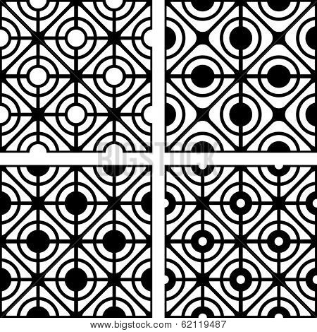 Lattice patterns set. Seamless geometric textures. Vector art.