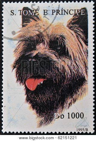 A stamp printed in Sao Tome shows a dog
