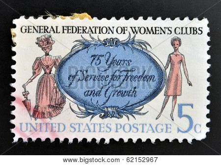 stamp shows Women of 1890 and 1966 General Federation of Womens Clubs