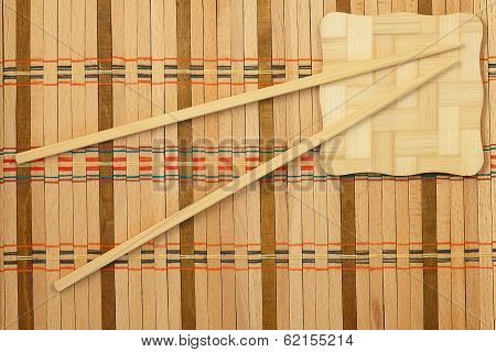 Chopsticks on a wicker mat