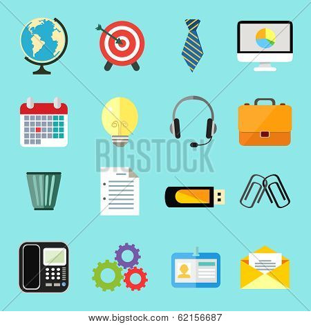 Business flat icons set
