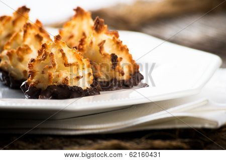 Plate Of Coconut Chocolate Macaroons