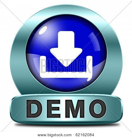 Demo download button or icon for free trial demonstration