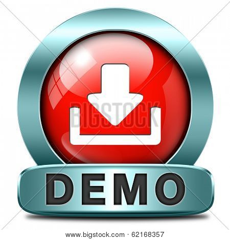 Demo download button or icon for free trial demonstration