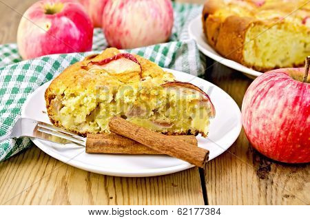 Pie With Apples And A Fork On Chalkboard