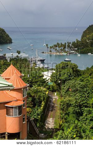 View Of Marigot Bay In St Lucia