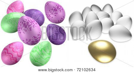 3D Easter Eggs & Gold Egg