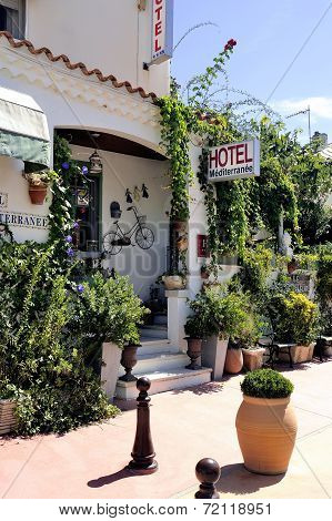 Facade Of A Nice Little Hotel In Saintes-maries-de-la-mer