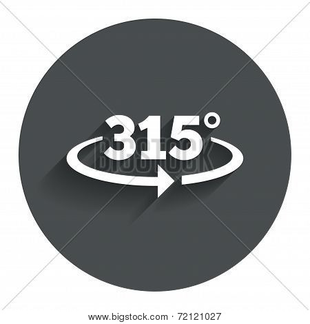 Angle 315 degrees sign icon. Geometry math symbol