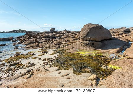 Boulder And Cliffs Near Trebeurden (france)