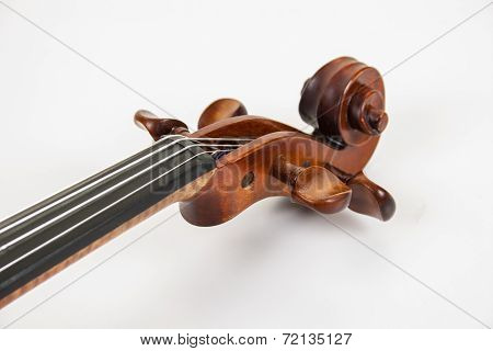 The scroll and pegs of a fine violin