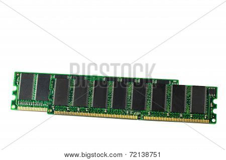 A Shot Of Two Ddr Ram Sticks Isolated On White