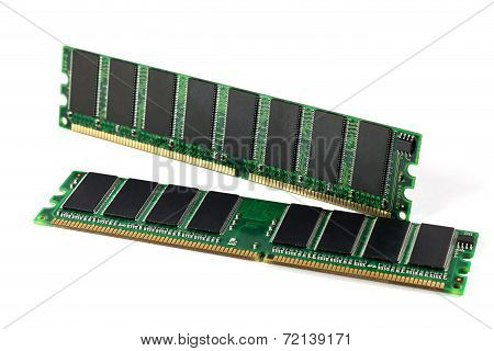 A Shot Of Two Ddr Ram Sticks Isolated On White
