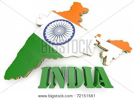 Map Illustration Of India With Flag