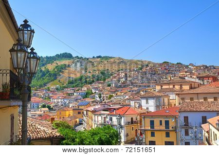 Panoramic view of Oriolo. Calabria. Southern Italy.