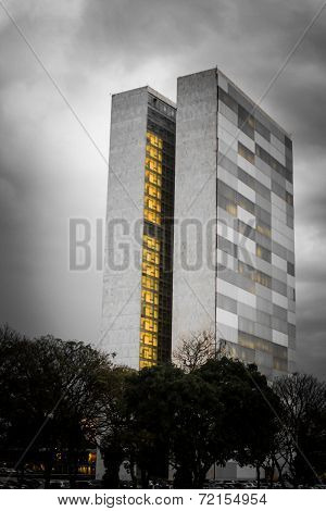 Government towerblocks side by side in Brasilia