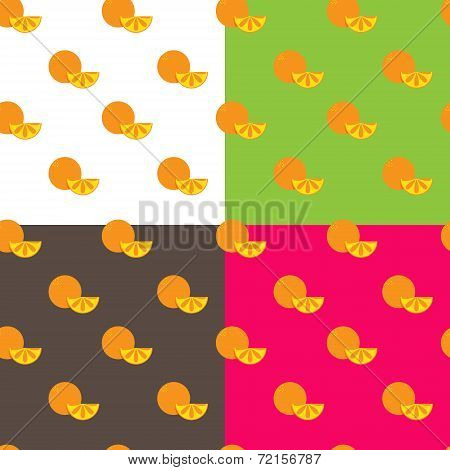 Vector Flat Orange Fruits Seamless Pattern