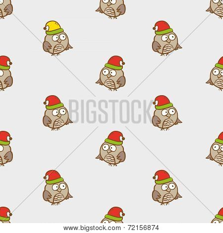 Vector Seamless Owl Pattern