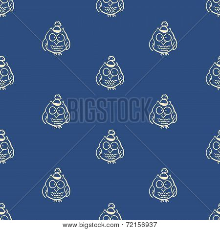 Vector Seamless Owl Pattern