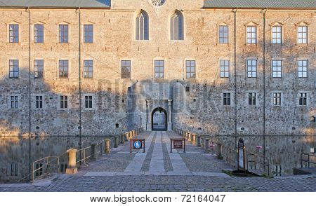 Vadstena Castle and park in Sweden. The main entry.