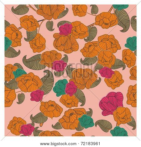 seamless Wallpaper of stylized flowers