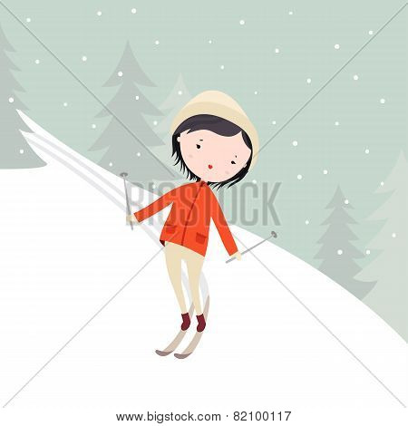 Girl skiing