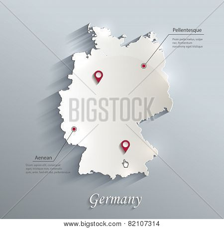 Germany map blue white card paper 3D vector