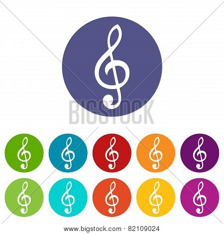 Treble clef web flat icon