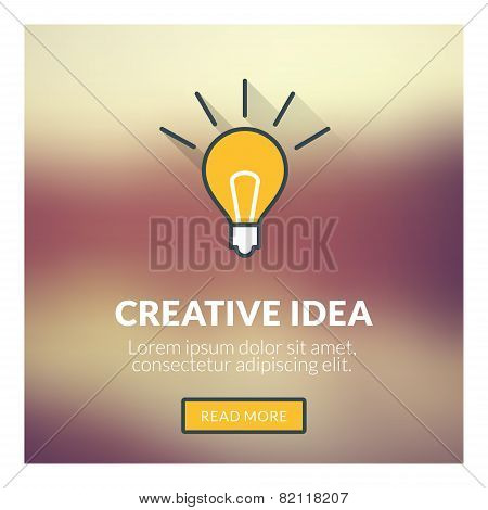 Flat Design Concept For Creative Idea. Vector Illustration With Blurred Background