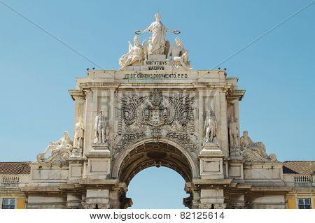 Detail of Rua Augusta Arch Lisbon Portugal