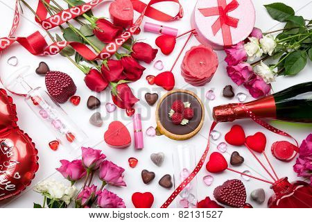Assorted Valentines Gifts And Treats