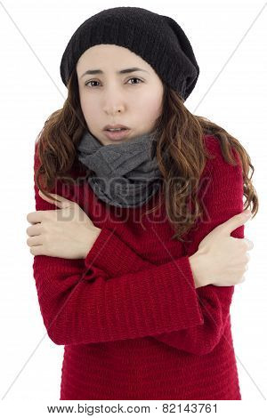 Woman Shivering Because Of Cold