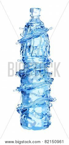 bottle from water and splash isolated on white background