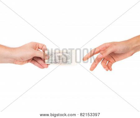 rubles in hands