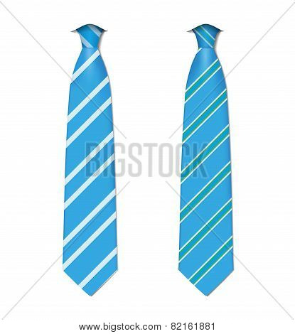 Two classic blue ties, isolated on white background