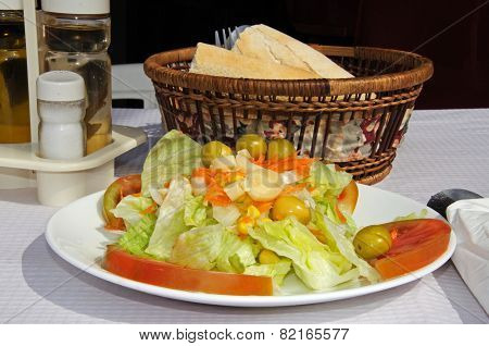 Mixed salad at Spanish restaurant.