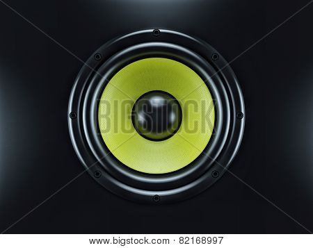 Musical Sound Speaker On Black Background