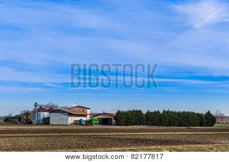 Agricultural Landscape With Farm