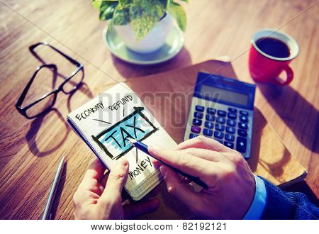 Businessman Tax Economy Refund Money Concept
