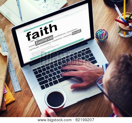 Man Reading the Definition of Faith