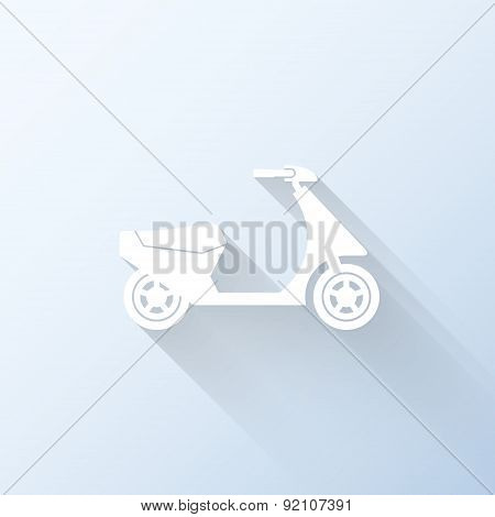 Flat Scooter Icon With Long Shadow. Vector Illustration