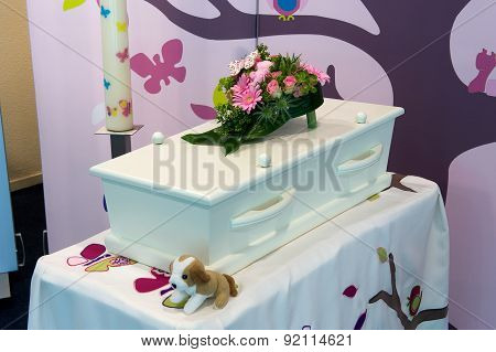 Coffin for kid in mortuary