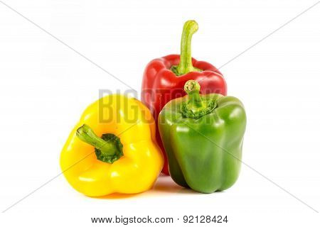 sweet bell peppers on white background