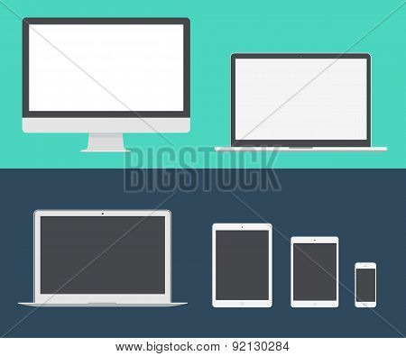 Notebook Laptop phone tablet Vector Illustration