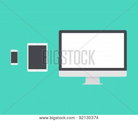 Electronic Device, Laptop, Phone, Tablet, Flat