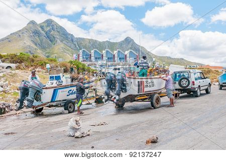 Fishermen Cleaning Crayfish Boats