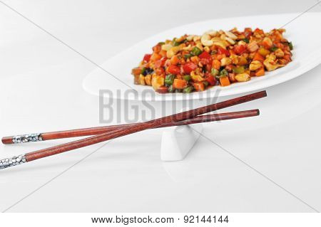 Chinese Food On Plate Close Up