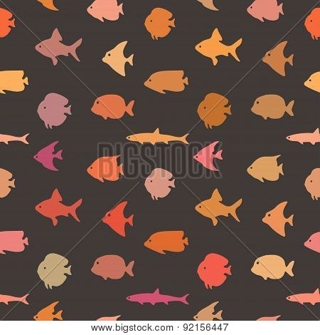 Simple Plain Style Fish Seamless Pattern.
