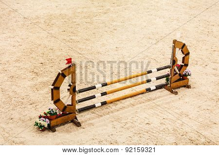 Equitation. Obstacle For Jumping Horses.